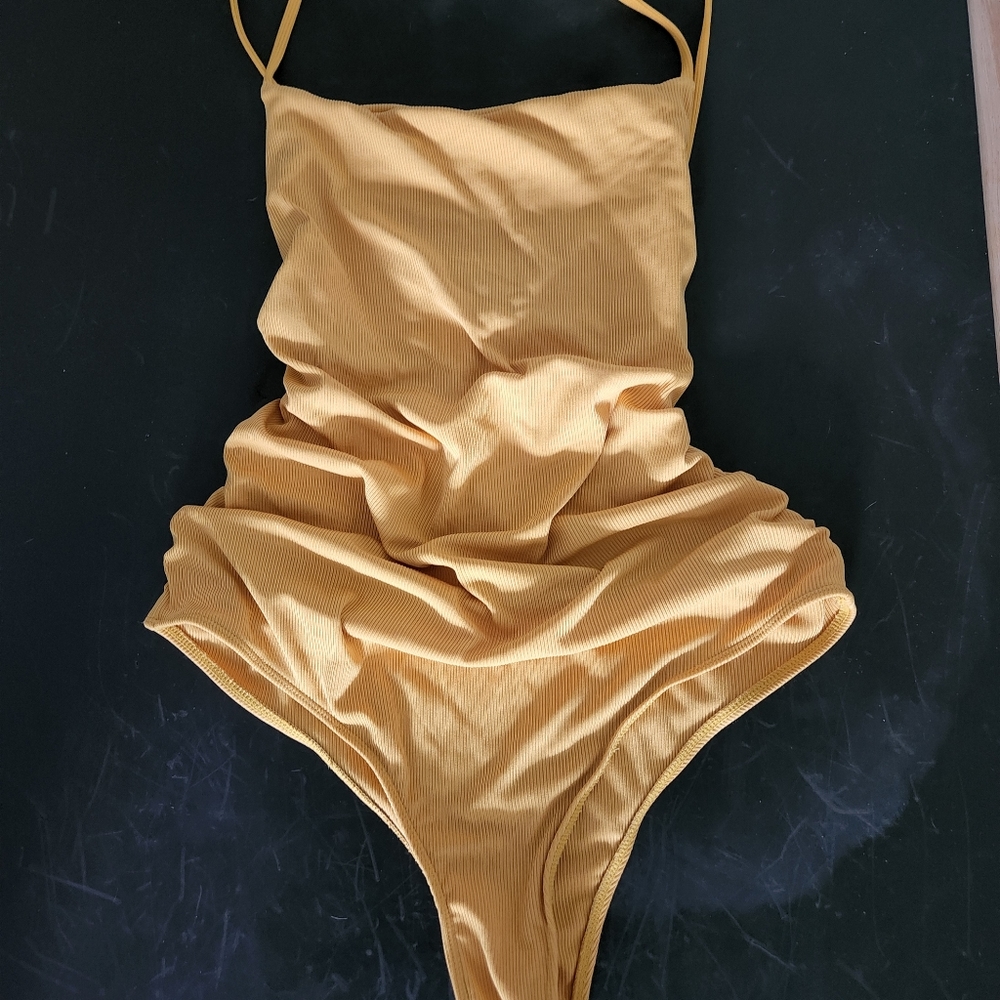 Mustard Yellow Backless One Piece